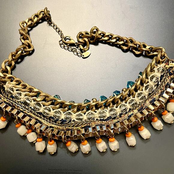 Zara Beaded Gold Tone Statement Necklace - Picture 8 of 8